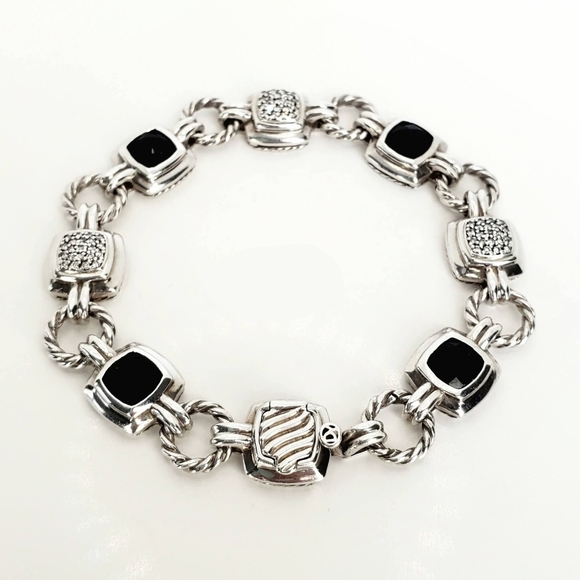 David Yurman Renaissance Link Bracelet with Black Onyx & Diamonds - Picture 6 of 6